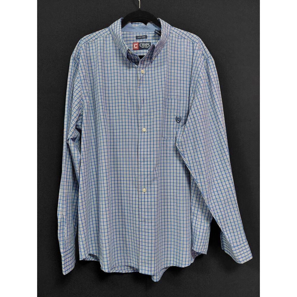 Vintage CHAPS EST. 1978 Care Plaid Button-Up Shirt Blue Size XXL